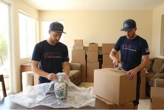 Estate items carefully packed and protected for moving
