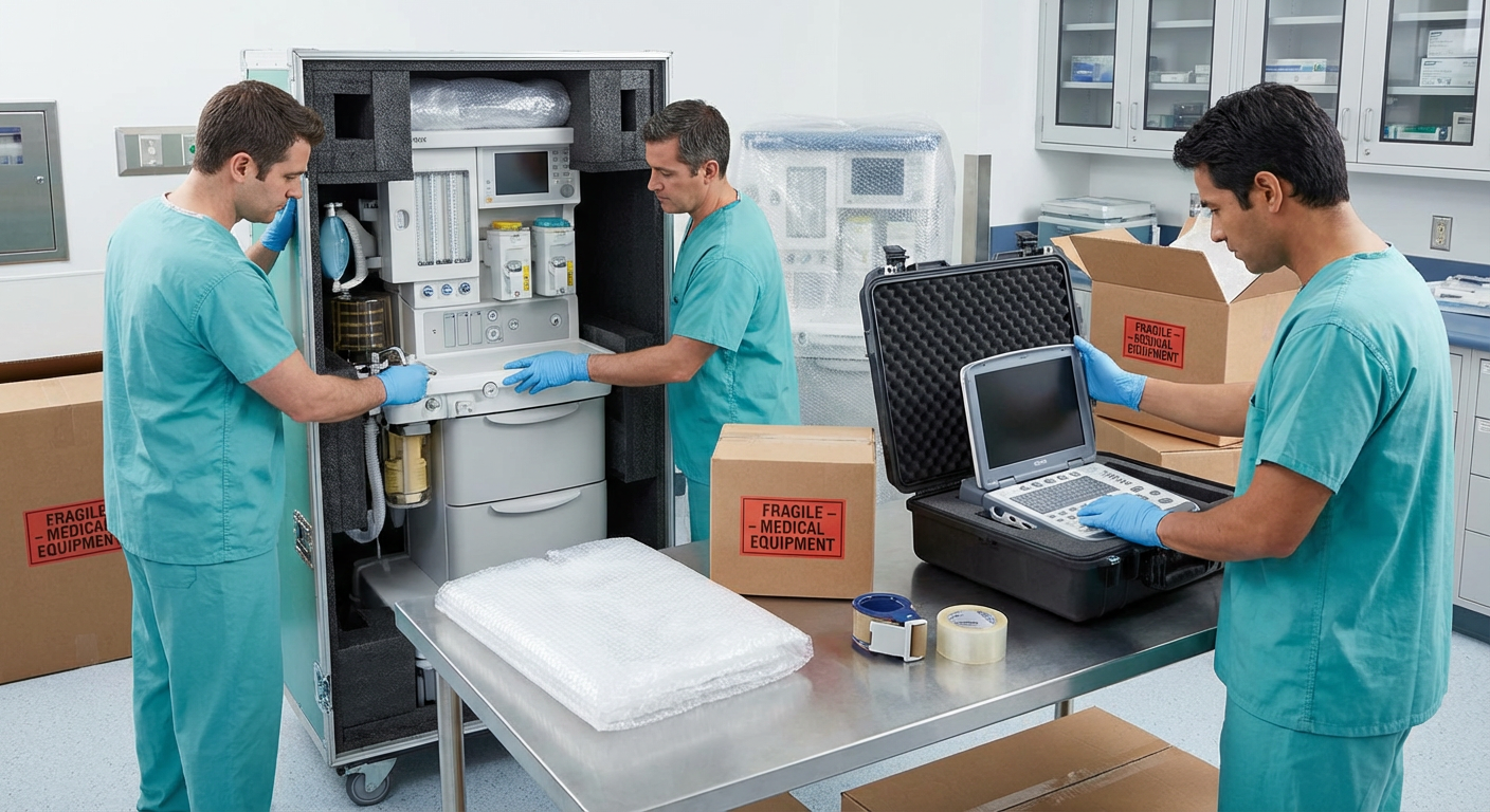 Medical equipment perfectly packed and ready for transport